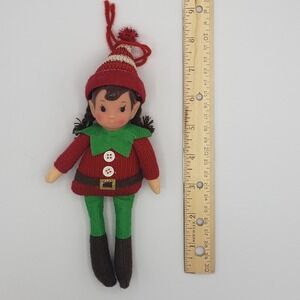Girl Elf Christmas Ornament/Doll Brown Hair & Braids Approx 8"